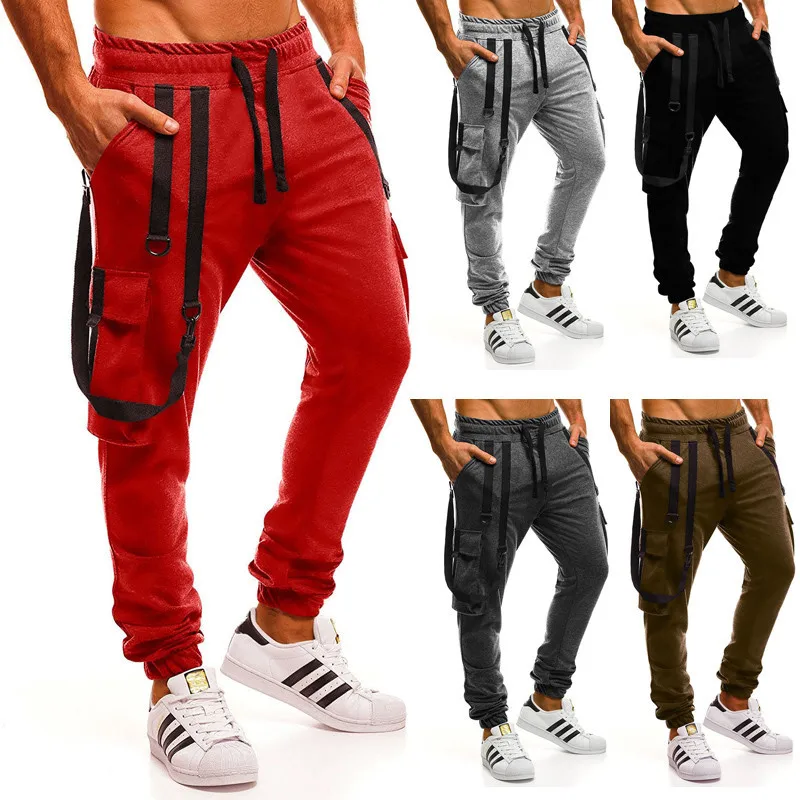 AliExpress фитнес тренировка для мужчин карман камзол украшения обтягивающие спортивные лодыжки окаймленные брюки комбинезон