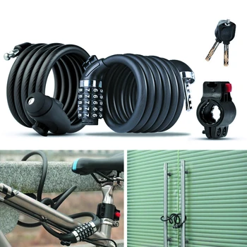 

1.2m 1.8m 4-Digit Password Anti Theft Bike Lock Security Anti-theft Cable Lock Steel Wire LockSteel Wire Safe Bicycle Lock Road