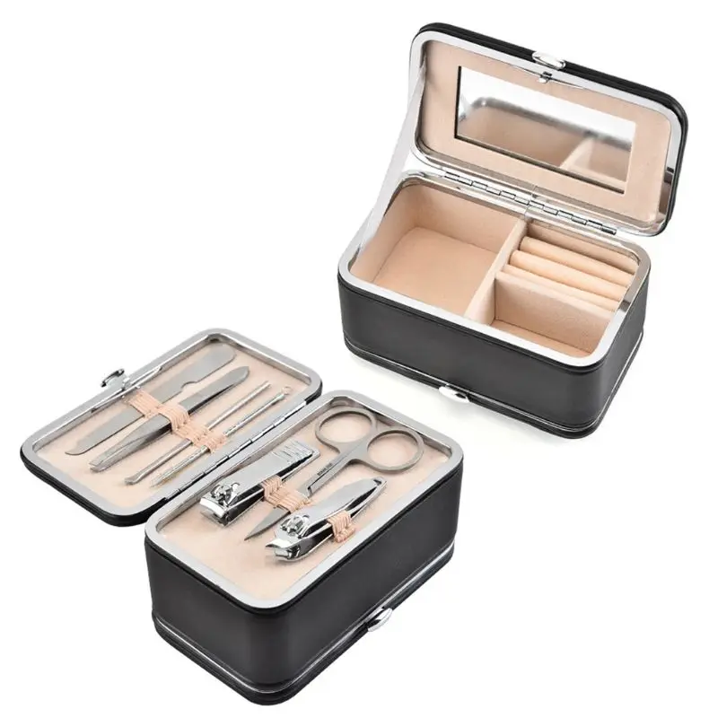 

Makeup Mirror Manicure Tool Combo Multi-function Portable Jewelry Box T4MD