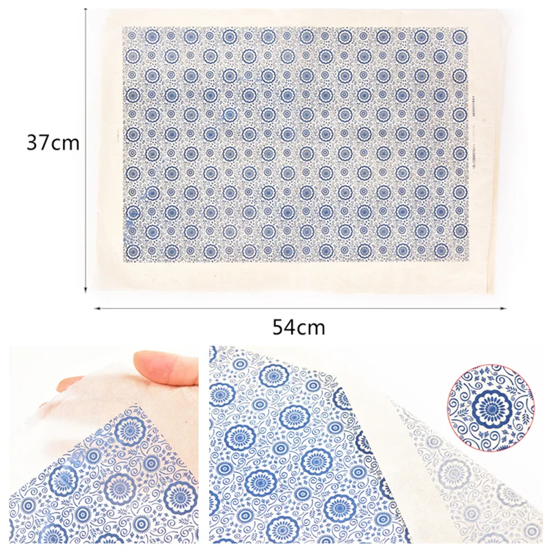 5PCS/set transfer paper Ceramic underglaze Colorful flower paper Blue and White Sticker 54x37cm High Temperature Ceramic decals