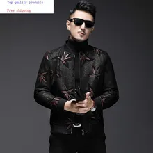 Мужская куртка из натуральной кожи, Мужская осенняя куртка из овчины, короткая тонкая мотоциклетная куртка-бомбер, Куртки из натуральной кожи, L18-4800
