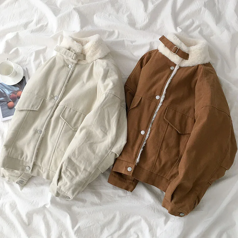 

Mooirue Winter Thickening Wool Liner Jackets Women Turtleneck Vintage Casual Streetwear Korean Style Coats Harajuku Parkas Women