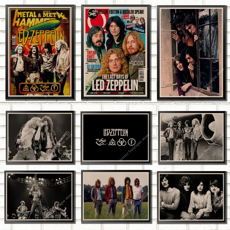 

Led Zeppelin Rock Music Poster,Jimmy Page , Robert Plant poster Vintage Home Decor Wall Stickers nine percent/7