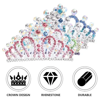 

4Pcs Kids Crowns Crystal Exquisite Elegent Crown Headdress Tiara Hair Comb Birthday Performance Party