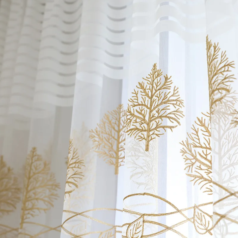 

High-grade White Embroidered Curtains for Living Dining Room Bedroom.