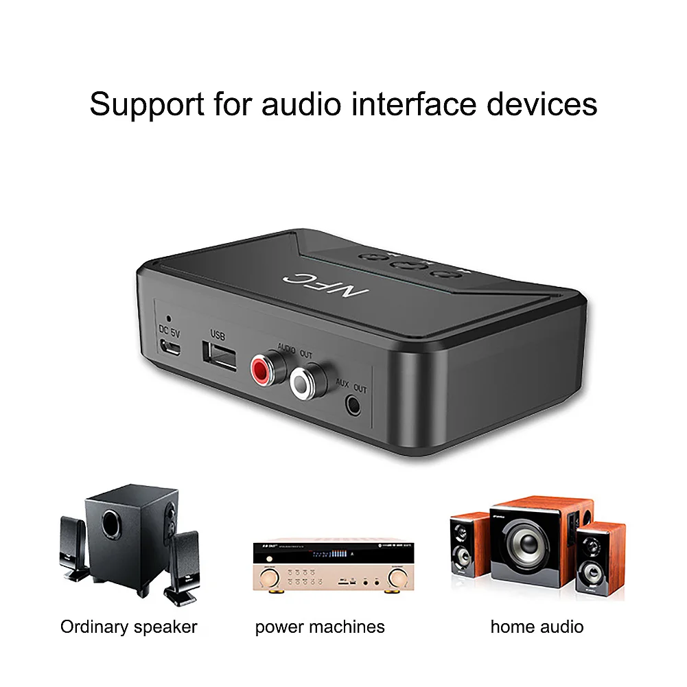 Bluetooth 5 0 Receiver Smart NFC A2DP RCA AUX 3 5mm Jack Wireless Adapter Support 5V USB charger For Car Home Speaker Headphone