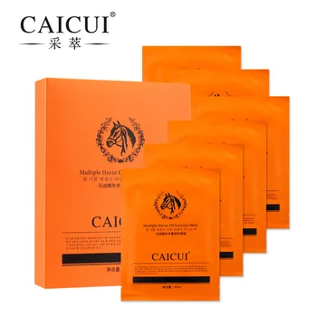 

6pcs/lot CAICUI Miracle Horse Oil Essence Face Mask Hydrating Moisture Anti aging Facial Mask Anti Wrinkle Face Care