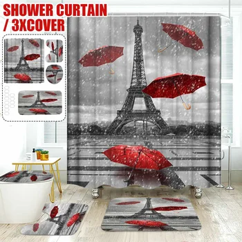 

180x180cm Bathroom Set Waterproof Shower Curtain Bath Cover Bathroom Decor Umbrella and Tower Type