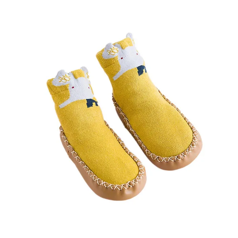 Cute Baby Socks Shoes With Rubber Soles Spring Autumn Winter Infant Anti-slip Warm Slipper Floor Shoes Soft Socks - Цвет: YP0492Y