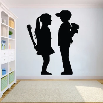 

Romantic Boy Meets Girl Decal flower for kids rooms decoration Vinyl girl Wall Sticker Cars Trucks Walls Laptop home decor HY581