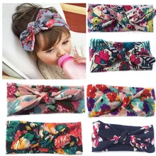 Детская повязка для волос с принтом в виде узелка в европейском и американском стиле, повязка на голову с ушастым Кроликом, простые богемные модные аксессуары для волос