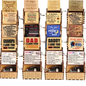 

Antique Full Series Wood Carving Music Box Hand-cranked Queen Music Box Birthday Christmas Gift Coffin Decoration