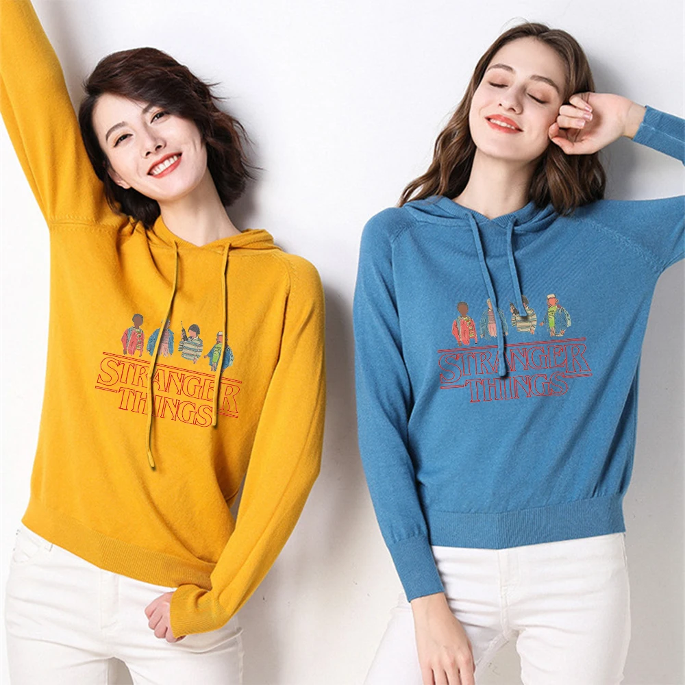 

New eleven Stranger things male sweater fashion women hoodie sweatshirt girls pink blue yellow sweater winter warm spring shirt