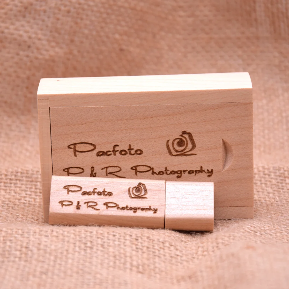 Логотип на заказ Деревянный + коробка флешка Usb Maple Wood 128 Мб 4 ГБ 16 2 0 u-диск карта