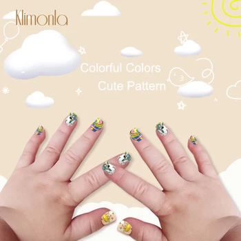 

24Pcs/Lot Cute Pattern Cartoon Design Fake Nails Beautiful And Colorful Children's Nail Pre-Designed Adhesive Fashion Surprise