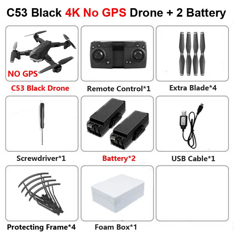 C53 4K B 2B C53 складной Профессиональный Дрон с двойной камерой 4K 5G gps WiFi FPV оптический поток RC вертолет Квадрокоптер детские игрушки SG907 E520S - Цвет: C53 4K B 2B