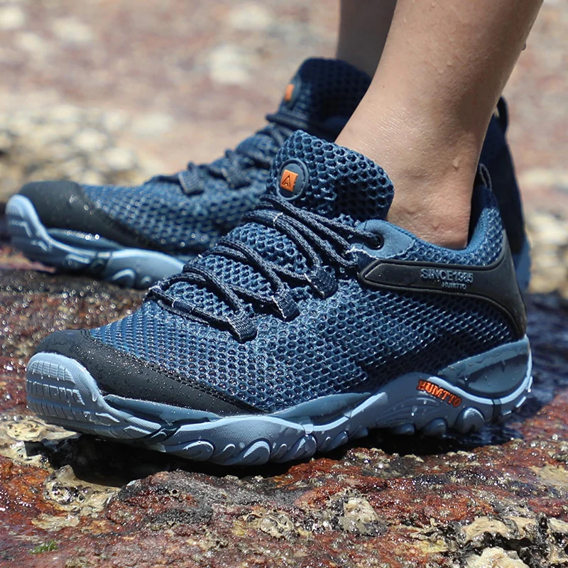 HUMTTO Summer Hiking Sneakers Men Breathable Outdoor Trekking Sport Water Shoes Climbing Walking Hiking Shoes
