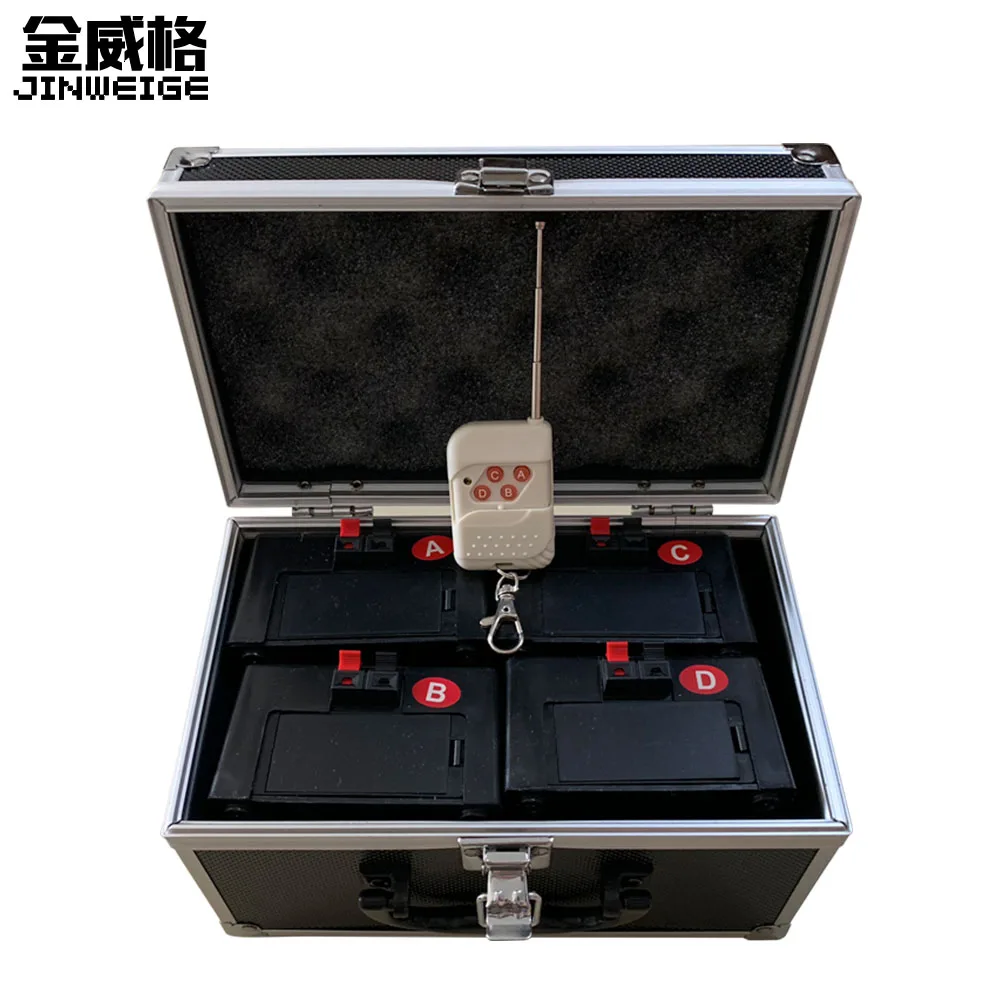 

Free Shipping D04 4 Receivers 4 Cues Remote Control Stage Wedding Equipment Wireless Cold Firework Firing System