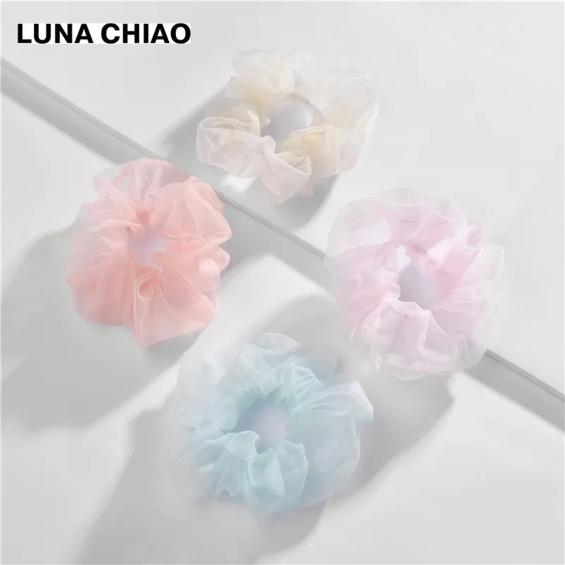 4 LUNA CHIAO популярные аксессуары для волос сплошной цвет большие резинки пятностойкая ткань женская резинка для прически «конский хвост» - Цвет: 4