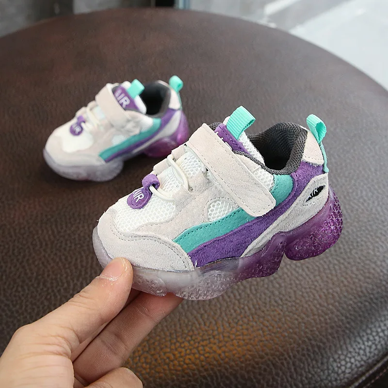 DIMI/Новинка года; Весенняя детская обувь; мягкая нескользящая обувь для малышей; обувь для первых шагов; сетчатые дышащие кроссовки для малыша для девочек и мальчиков - Цвет: Фиолетовый