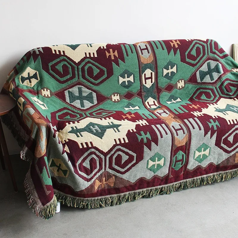 

Nordic Geometric Sofa Blanket Sofa Cushion Cover Cloth Fabric Beach Towel Multifunctional Blanket Line Christmas Decorative