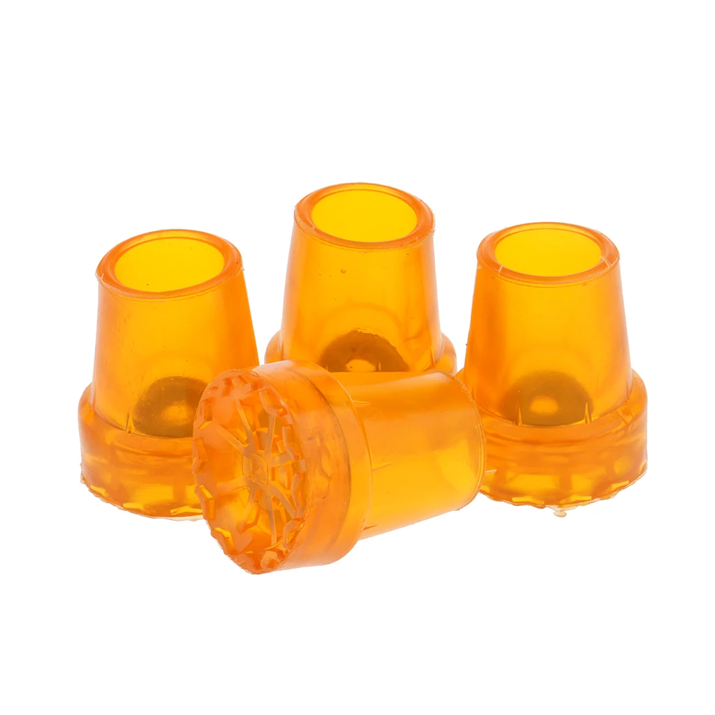 4pcs 22mm Heavy Duty Crutch Ferrules Rubber End Walking Stick Cane Replacement Tips with Steel Insert, Yellow