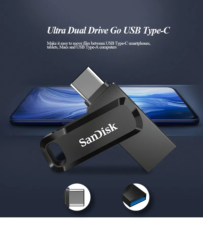 USB-флешка Sandisk Original USB Pendrive 128 ГБ USB 3.1 Type-C 64 ГБ Dual OTG 3.1 USB-флеш-накопитель 32 ГБ с флеш-накопителем USB-накопитель типа C