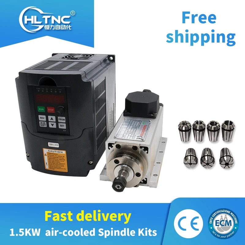 1.5KW Spindle Motor Aircool 400Hz VFD Inverter ER11 Collet 220V/380V w