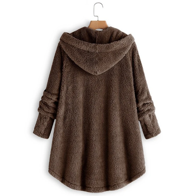 CHANWELL Женское пальто зима плюс размер сплошной цвет с длинным рукавом с капюшоном пальто более размер женская теплая куртка свободные casaco feminino