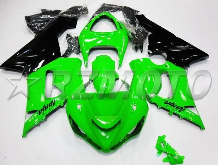Высококачественный ABS полный обтекатель комплект подходит для kawasaki Ninja ZX6R 636 2005 2006 6R 05 06 ZX-6R комплект обтекателей зеленый черный