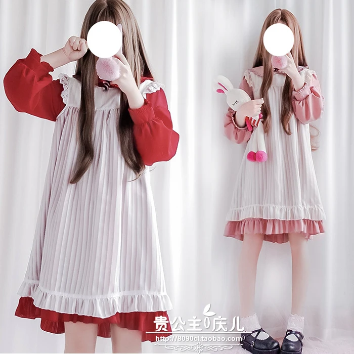 

Japanese sweet lolita dress vintage peter pan collar lantern sleeve loose victorian dress kawaii girl gothic lolita op loli cos