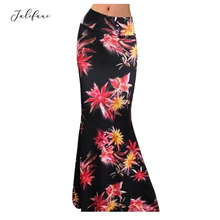 Осенняя облегающая прямая миди юбка, винтажная Цветочная расцветка, сексуальная эластичная высокая талия, длина до пола, длинная юбка, повседневная, размера плюс, Новинка