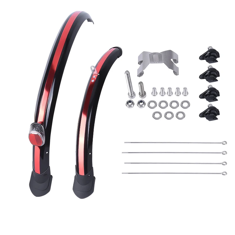 20 inch Folding Bike Mudguard fender 2PCS Front Rear Cycling Bike Mud Guard MTB Bicycle Wings With Rear Light Bike Accessories