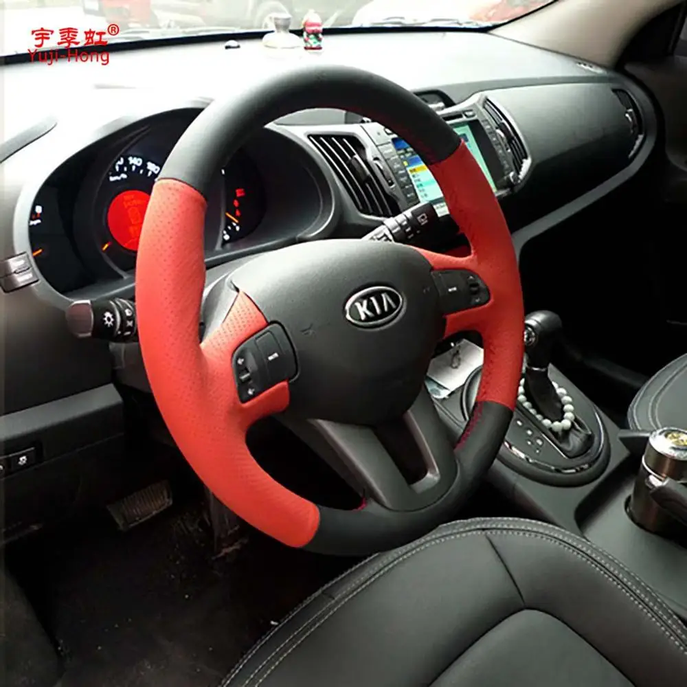 Yuji-Hong искусственная кожа Чехлы рулевого колеса автомобиля чехол для KIA Sportage R 2011- сшитый вручную чехол