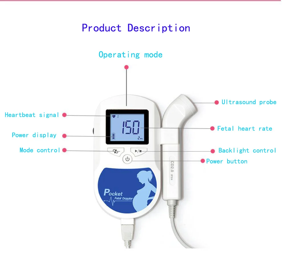 Монитор сердцебиения плода для беременных женщин прослушивание фетального сердца домашний допплеровский монитор звука плода движение плода