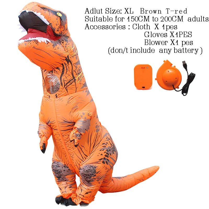 T-rex динозавр надувной костюм талисман костюм Deguisement Хэллоуин Pour Animaux Косплей динозавр - Цвет: Adult Size2