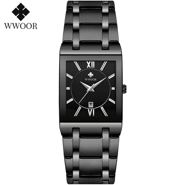 Relogio Feminino 2021 WWOOR New Women Watches Top Brand Luxury Blue Women's Bracelet Square Watch Ladies Dress Quartz WristWatch black black