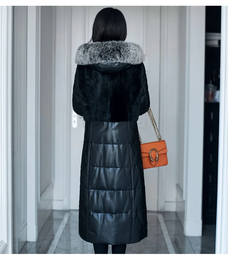 Genuine Leather Jacket Women Winter Real Mink Fur Sheepskin Coat Long White Duck Down Jackets Korean Chaquetas Mujer 7113