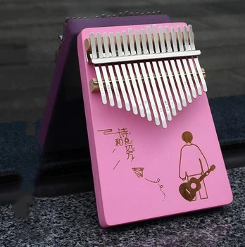 

Portable Piano 17 Key Kalimba Thumb Piano by Veneer High Quality Wooden Mahogany Body Instrument