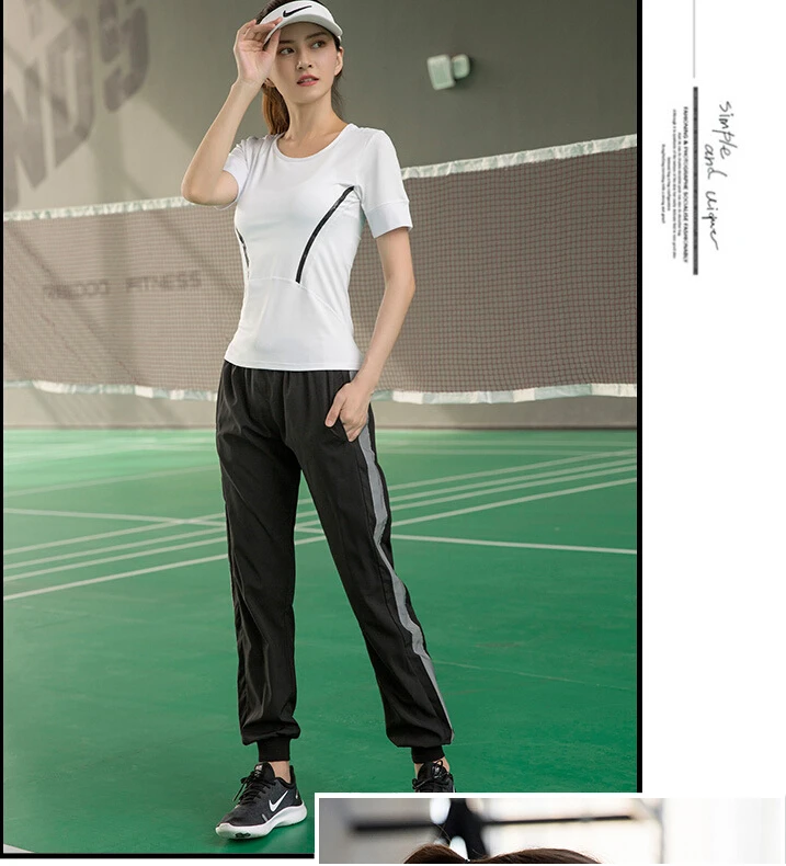 Hot sale women quick dry yoga sets fitness gym 2/3 piece set t shirt+bra+pants outdoor sports running clothes training suit sets