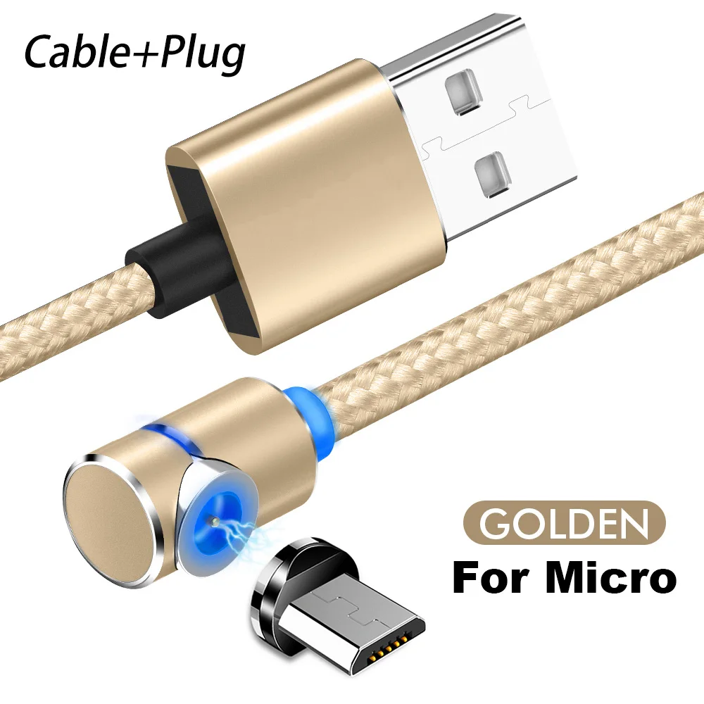 1 м 2 м Магнитный кабель Micro usb type C адаптер зарядное устройство быстрый зарядный кабель для samsung A30 A50 зарядный магнит Android шнур для телефона - Цвет: For Micro Gold