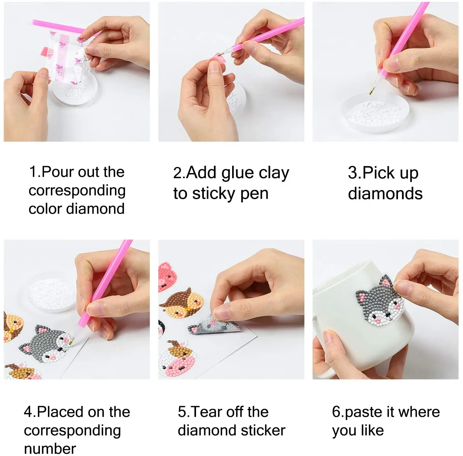 5D Diamond Painting Kits for Kids DIY Animals Diamond Painting Stickers Handmade Digital Diamond Arts Craft Mosaic Stick - 6