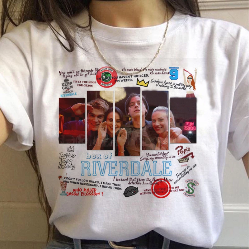 Ривердейл Харадзюку футболка со змеиным принтом женская Southside Serpent Ullzang мультяшная футболка 90s графическая Футболка модная женская футболка - Цвет: 904