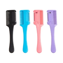 1PC Double Sides Hair Razor Comb Colorful Handle Hair Razor Cutting Thinning Comb Home DIY Thinning Trimmer Tools