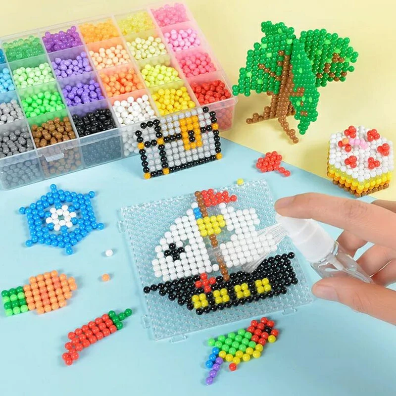 16000pcs Magic Puzzle Toys Water Mist Bead Set Boys Girls DIY Animal Handmade Sticky Beads Educational Splice Toys Kids Gifts