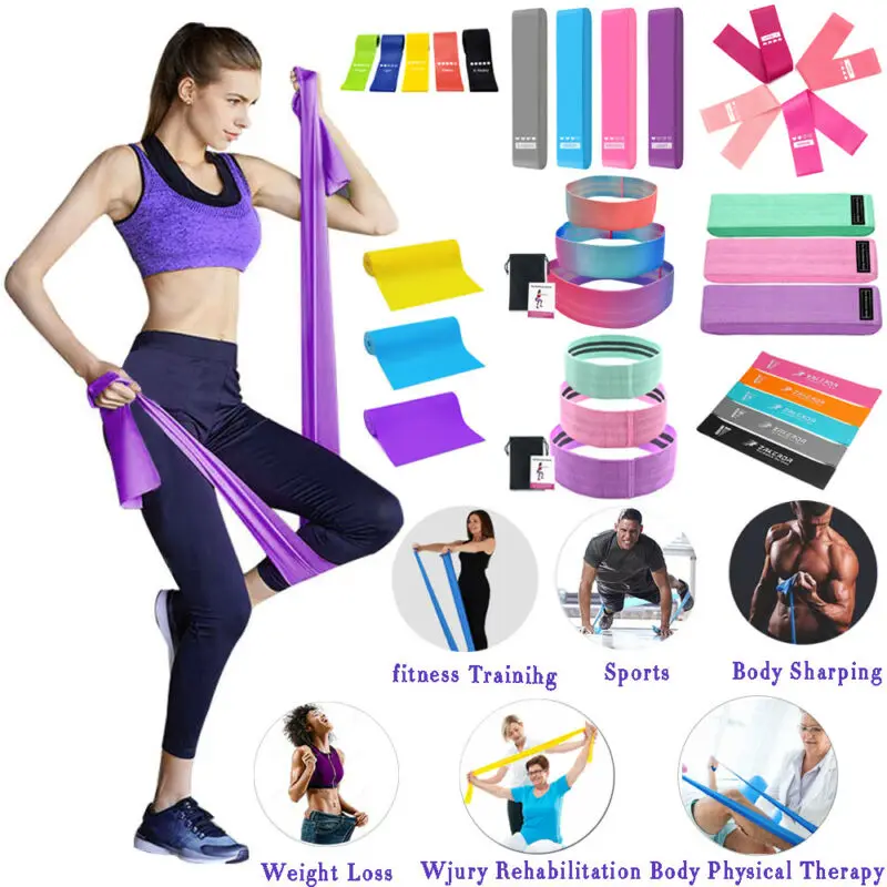 Resistance Loop Bands Latex Exercise & Fitness Set for Home Gym & Yoga Workout 