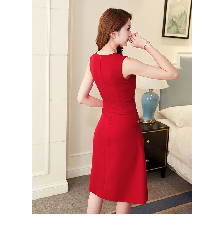 Весеннее женское подиумное платье SMTHMA, дизайнерское изящное красное / черное платье высокого качества, с ассиметричным подолом, юбкой в складку, без рукавов. Новое поступление, сезон весна