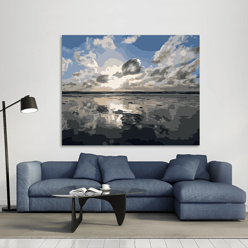Sunset landscape Evening sunset view painting by numbers impression Real scene handmade oil paintings by numbers wall home decor