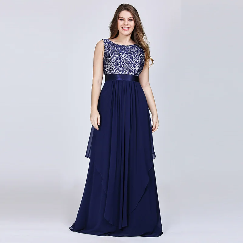 navy blue Это Yiiya кружевное платье подружки невесты шифоновое Плиссированное длинное платье подружки невесты es C512 без рукавов размера плюс с круглым вырезом Vestido Madrinha - Цвет: navy blue