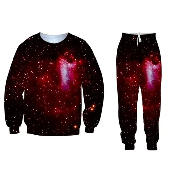 

EAnvog 2 Piece Sets For Women Men 3D Printed Galaxy Sweatshirts Trousers Starry Sky Loose Tops Sweatpant Casual Clothes Suits